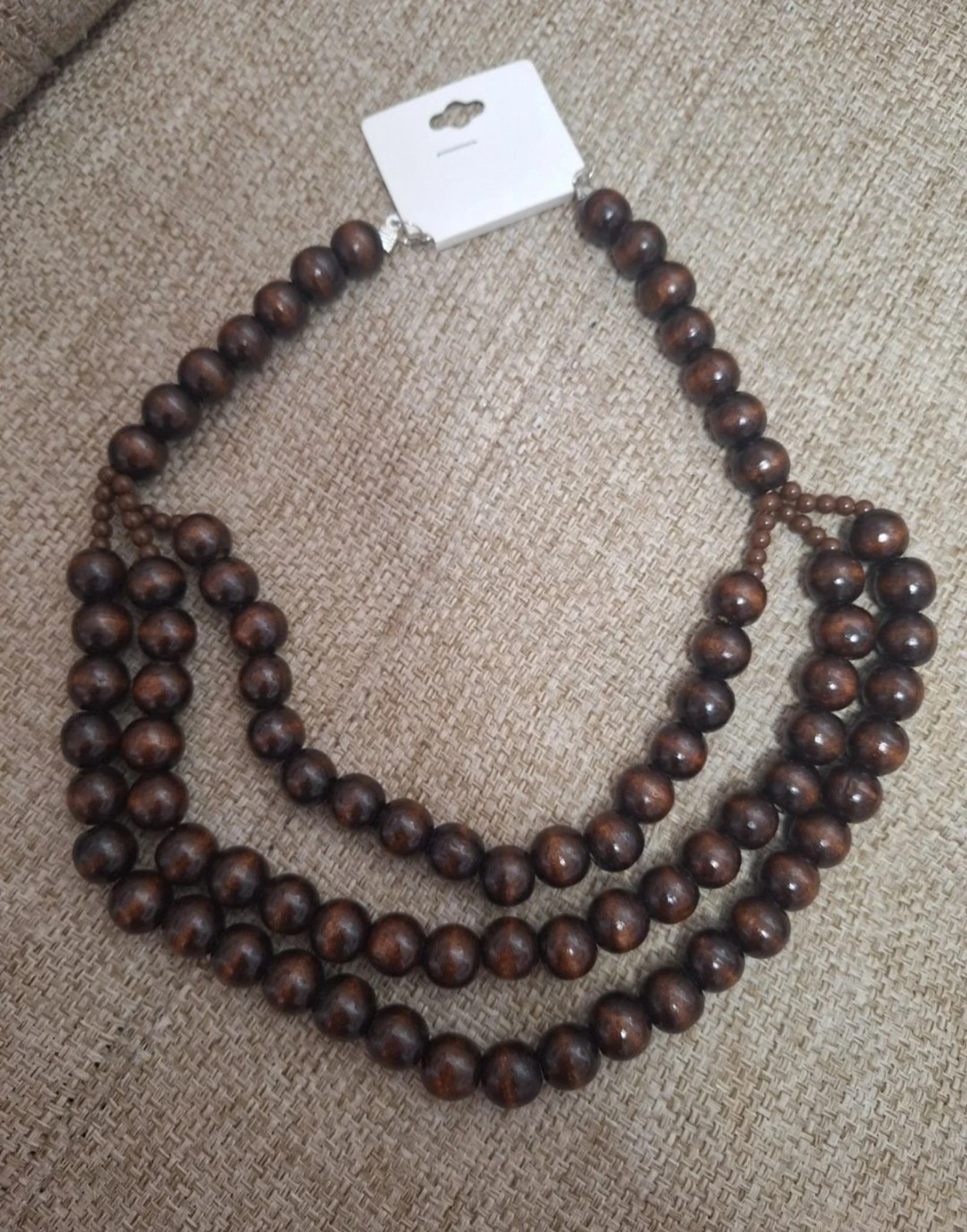 Collar largo de cuentas de madera marrón | Estilo boho, étnico y natural – photo 2